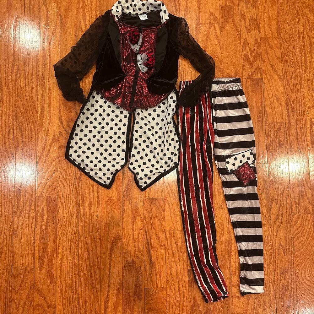 Spirit Halloween Dark Vintage Clown Costume Kids M 8-10 Jacket Leggings - Picture 1 of 5